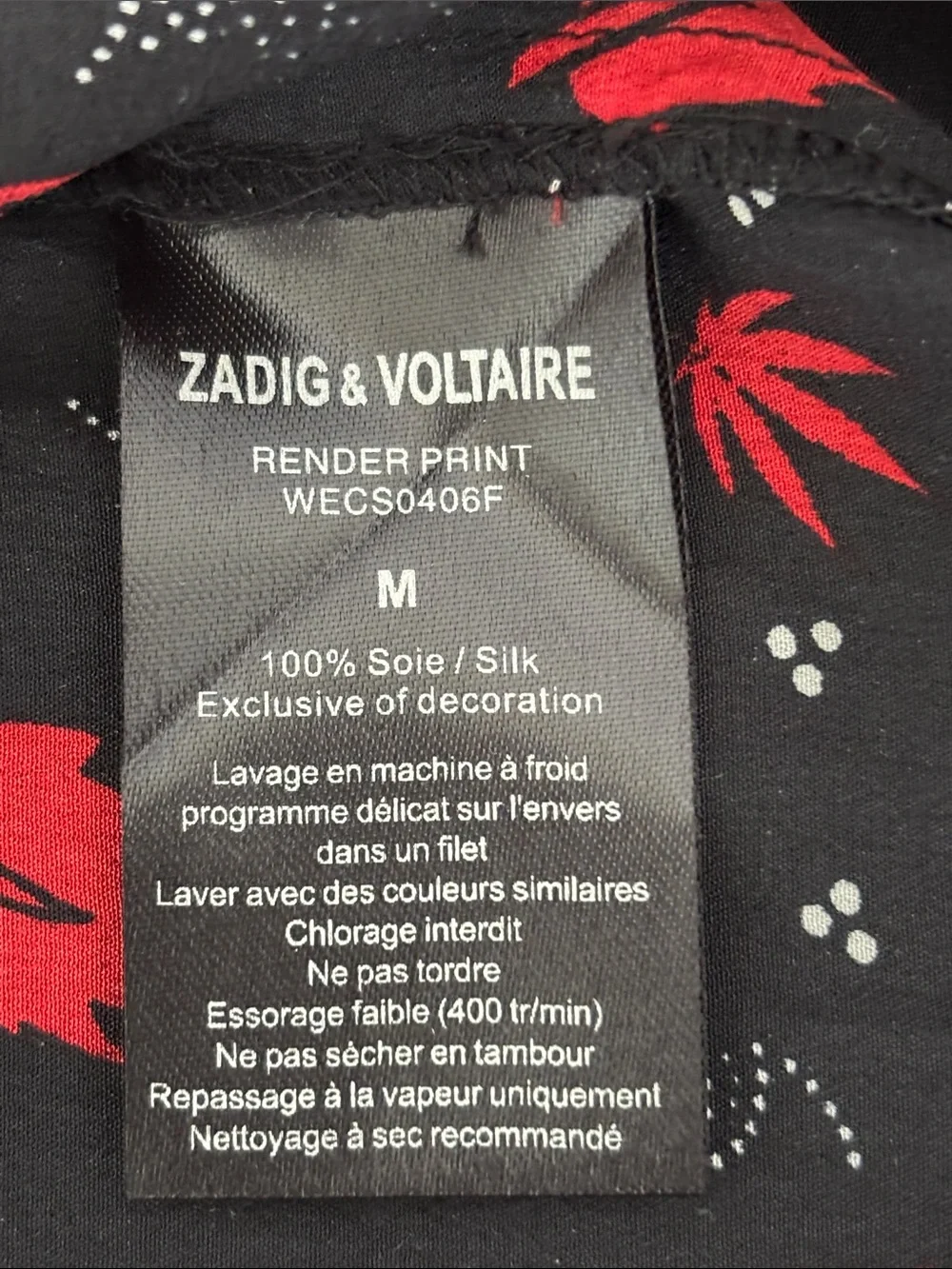 Zadig & Voltaire Black Long-Sleeve Shift Dress with Red Floral Print - Picture 11 of 12